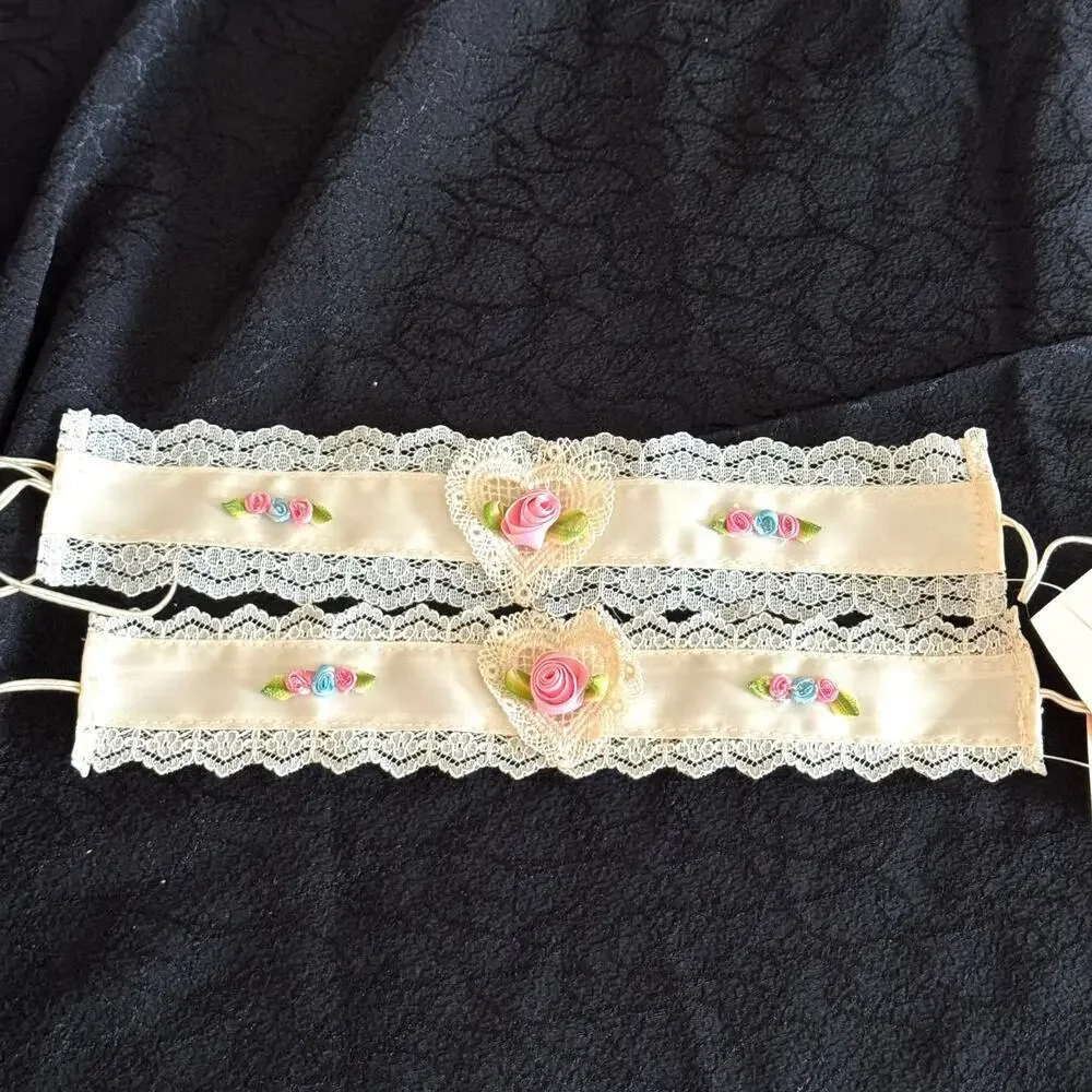 Bridal 1990s Lace Ribbon Choker Necklace Handmade by Anna Konya Vintage Wedding
